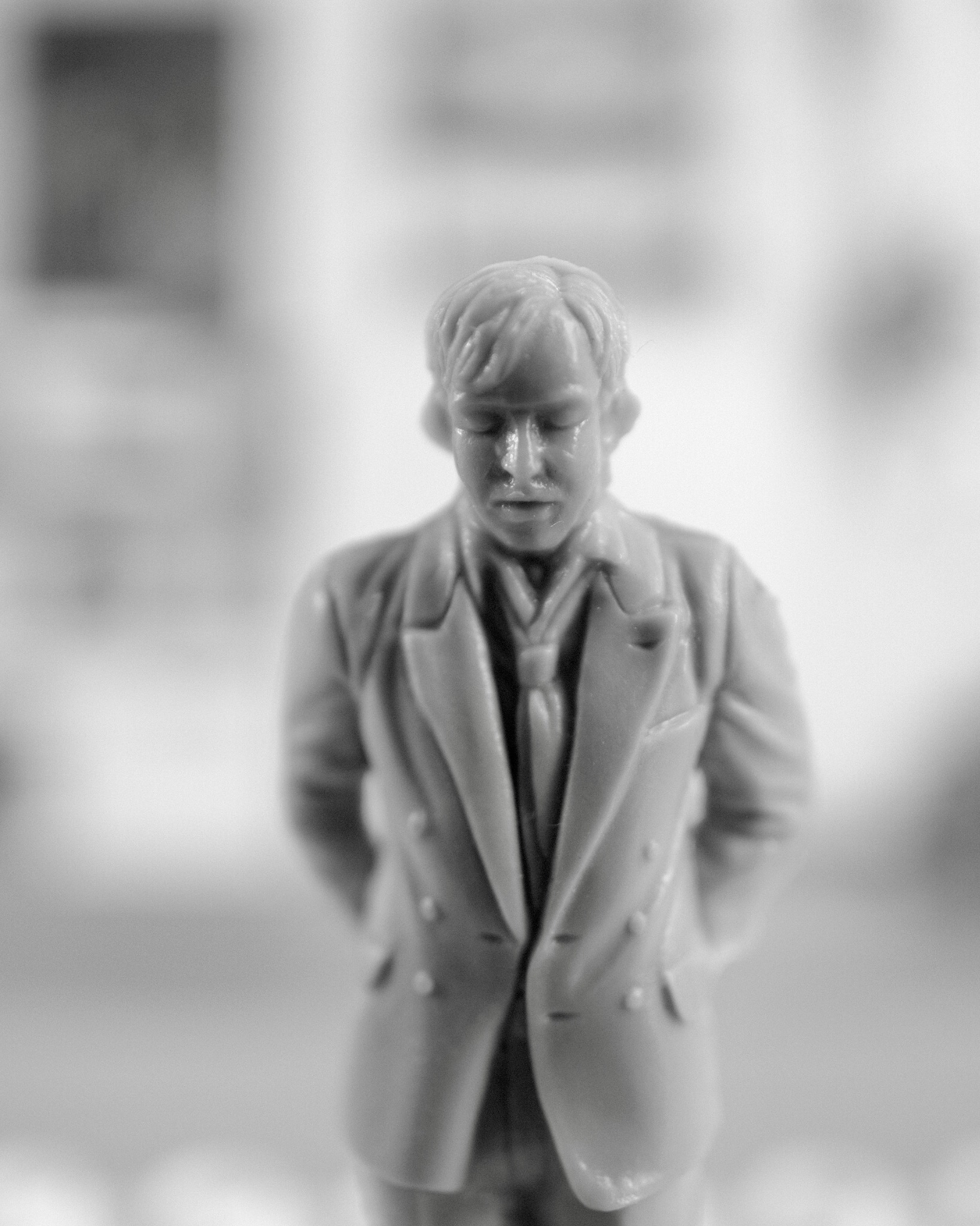 Portrait of a suited plastic figurine